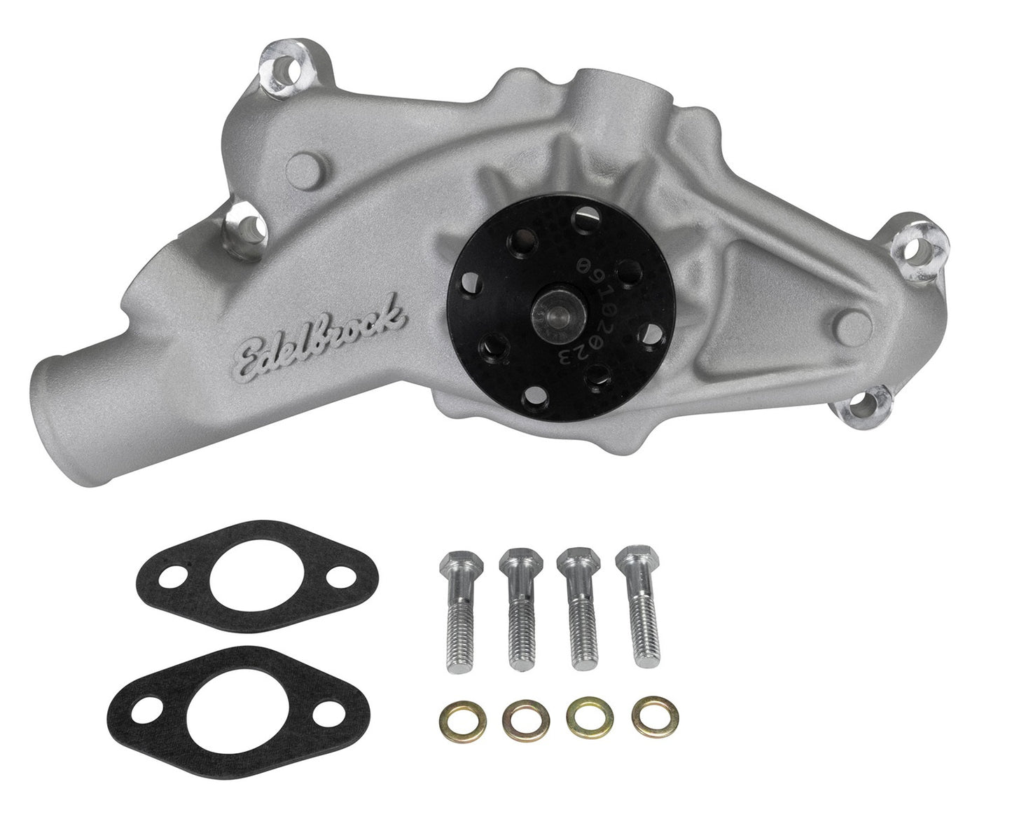 EDELBROCK WATER PUMP,STREET ROD,BB CHEVY,REVERSE ROTATION,SATIN