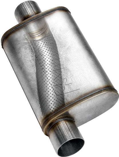 FLOW FX MUFFLER,2.5 OFFSET IN/CEN OUT