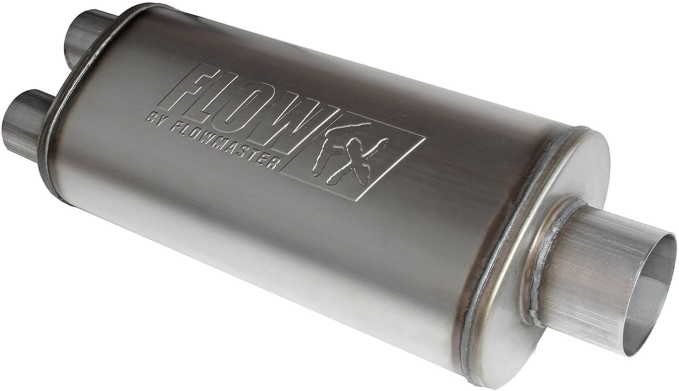 MUFFLER,FLOWFX,3.5" CEN IN/2.5" DUAL OUT