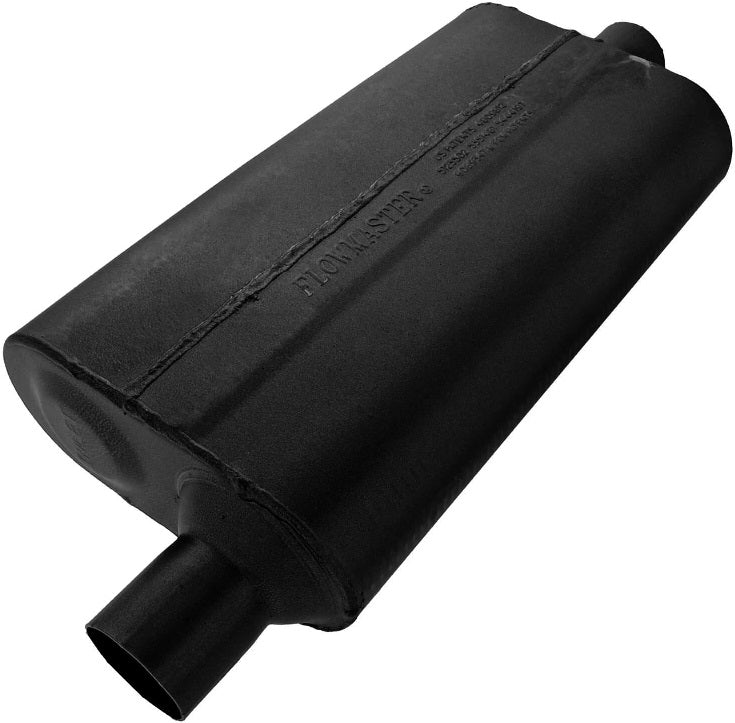 MUFFLER,50 SERIES DELTA,2.25" OFF IN/2.25" CEN OUT