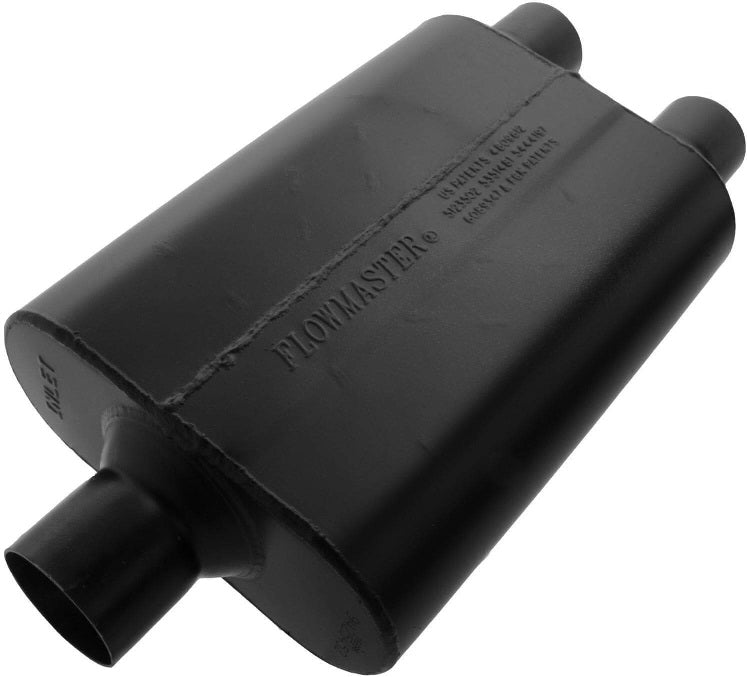 MUFFLER,SUPER 44,2.5 CEN IN/2.25 DUAL OUT