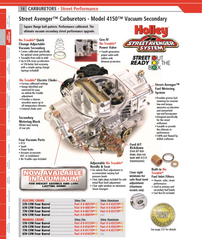 CARBURETOR,4150,570CFM,VACUUM,ELECTRIC CHOKE