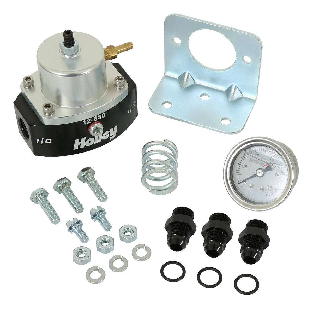 REGULATOR,BYPASS,4-65 PSI,BLACK,W/GAUGE & -6AN FITTINGS