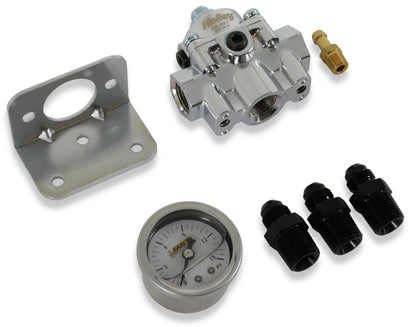 REGULATOR,BYPASS,4.5-9 PSI,CHROME,W/GAUGE & -6AN FITTINGS