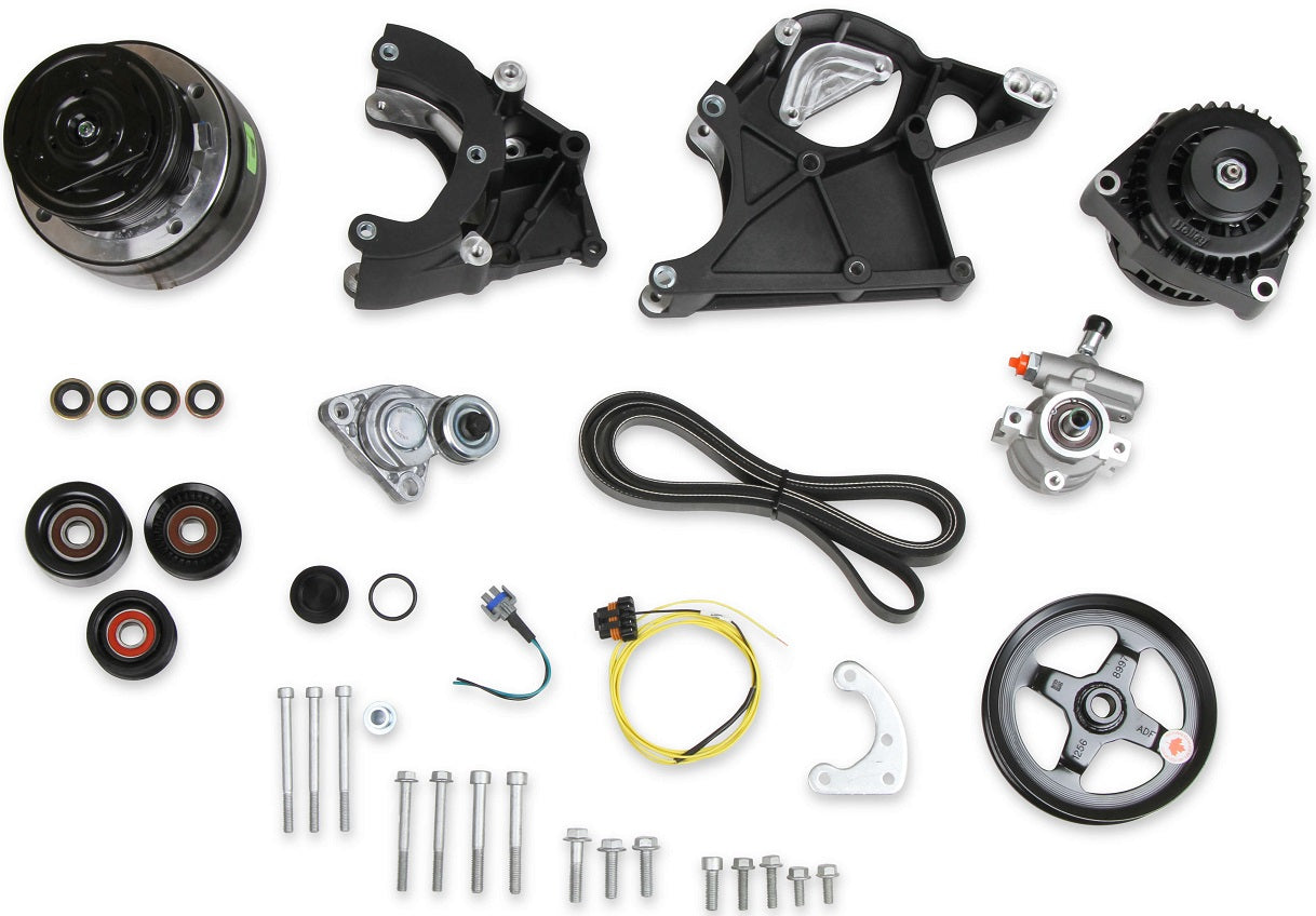 LS/LT HIGH MOUNT ACCESSORY DRIVE KIT,R4 A/C,ALTERNATOR,POWER STEERING,BLACK