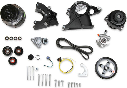 LS/LT HIGH MOUNT ACCESSORY DRIVE KIT,R4 A/C,ALTERNATOR,POWER STEERING,BLACK