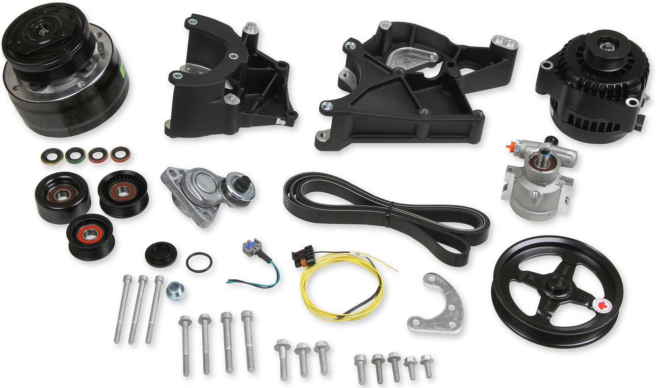 LS/LT HIGH MOUNT ACCESSORY DRIVE KIT,R4 A/C,ALTERNATOR,POWER STEERING,BLACK