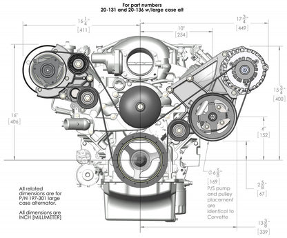 LS/LT HIGH MOUNT ACCESSORY DRIVE KIT,R4 A/C,ALTERNATOR,POWER STEERING,BLACK