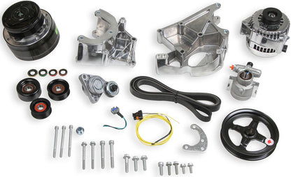 LS/LT HIGH MOUNT ACCESSORY DRIVE KIT,R4 A/C,ALTERNATOR,POWER STEERING,POLISHED