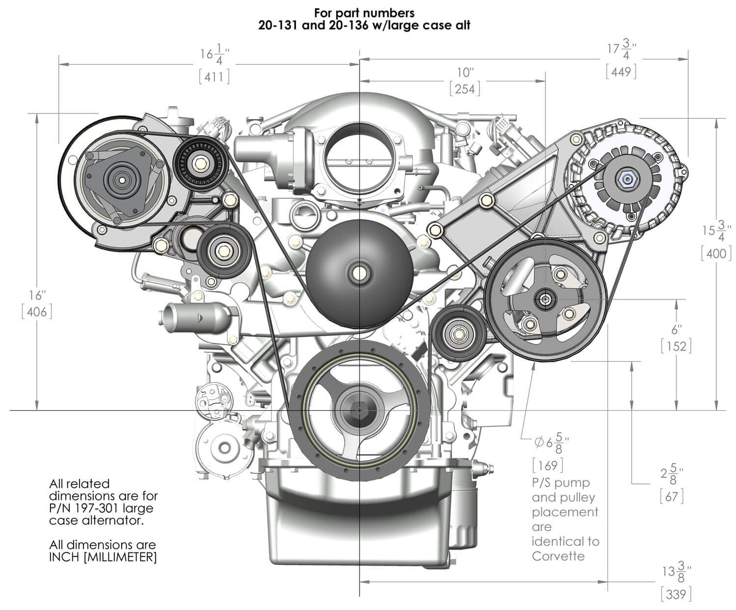LS/LT HIGH MOUNT ACCESSORY DRIVE KIT,R4 A/C,ALTERNATOR,POWER STEERING,NATURAL