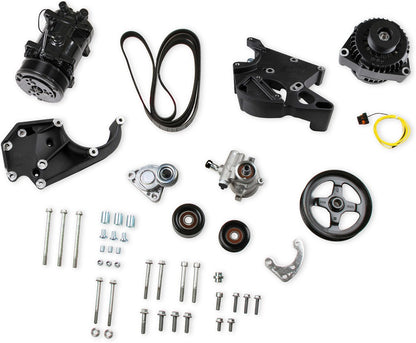 LS/LT HIGH MOUNT ACCESSORY DRIVE KIT,SD508 A/C,ALTERNATOR,POWER STEERING,BLACK