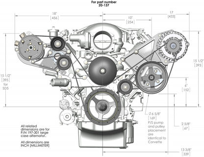 LS/LT HIGH MOUNT ACCESSORY DRIVE KIT,SD508 A/C,ALTERNATOR,POWER STEERING,BLACK
