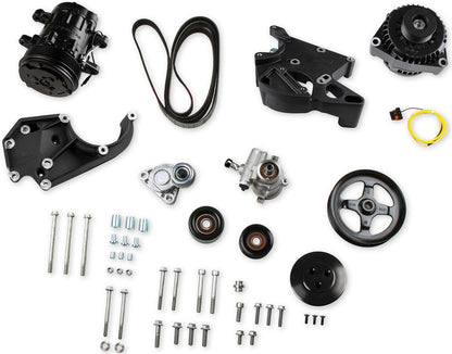 LS/LT HIGH MOUNT ACCESSORY DRIVE KIT,SD7 A/C,ALTERNATOR,POWER STEERING,BLACK