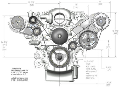 LS/LT HIGH MOUNT ACCESSORY DRIVE KIT,SD7 A/C,ALTERNATOR,POWER STEERING,NATURAL