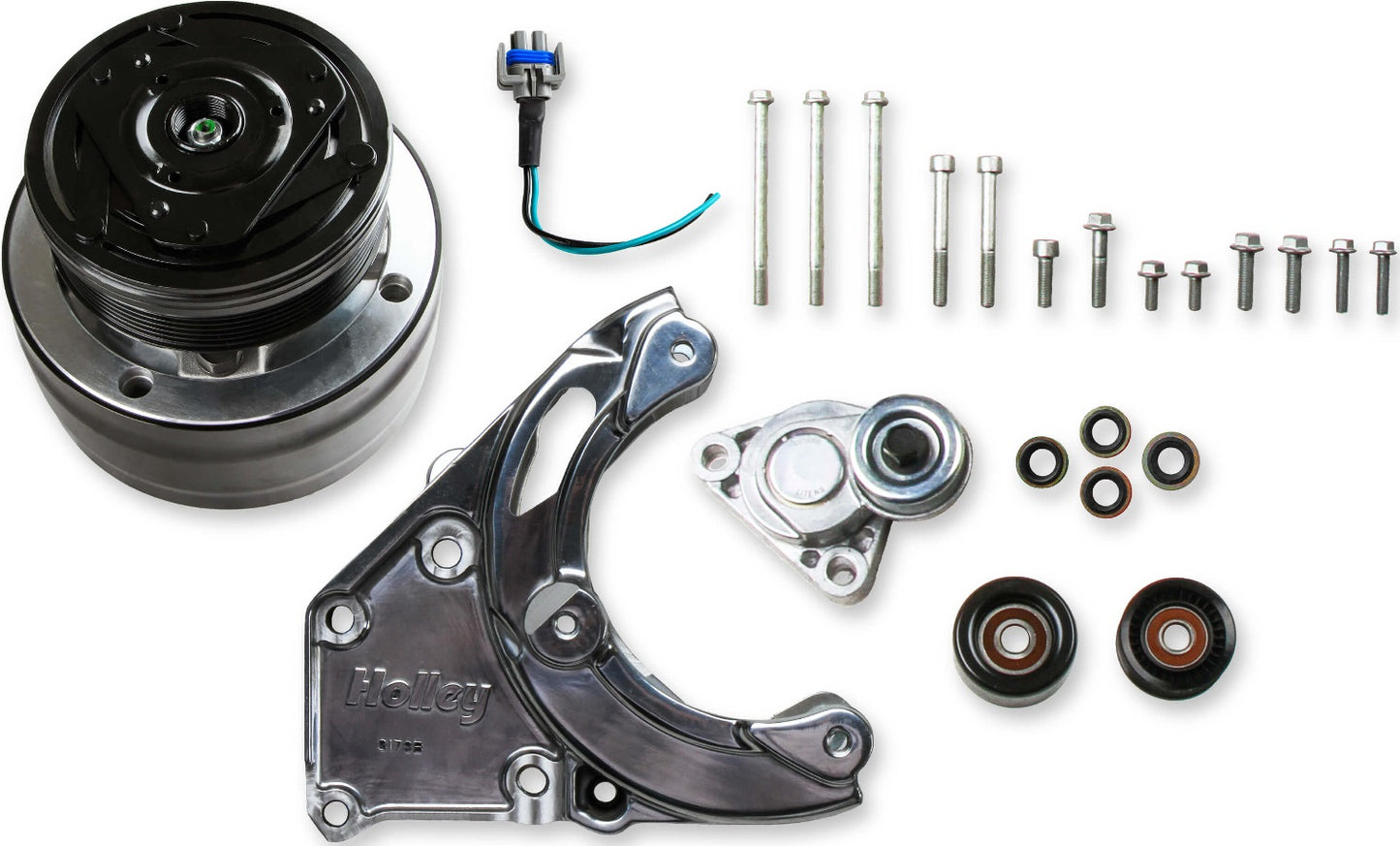 COMP HIGH MOUNT SANDEN R4 A/C DRIVE KIT,PASSENGER BRACKET,LS/LT,POLISHED
