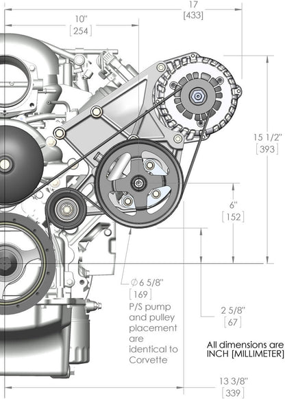 COMP HIGH DRIVE BRACKET KIT,LS/LT,ALTERNATOR & POWER STEERING,NATURAL