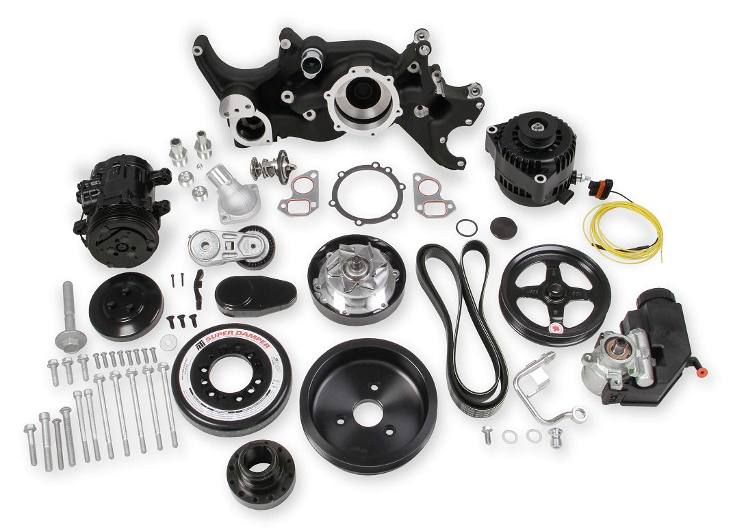 LS FRONT ENGINE KIT,MID,A/C,ALTERNATOR,POWER STEERING,BLACK