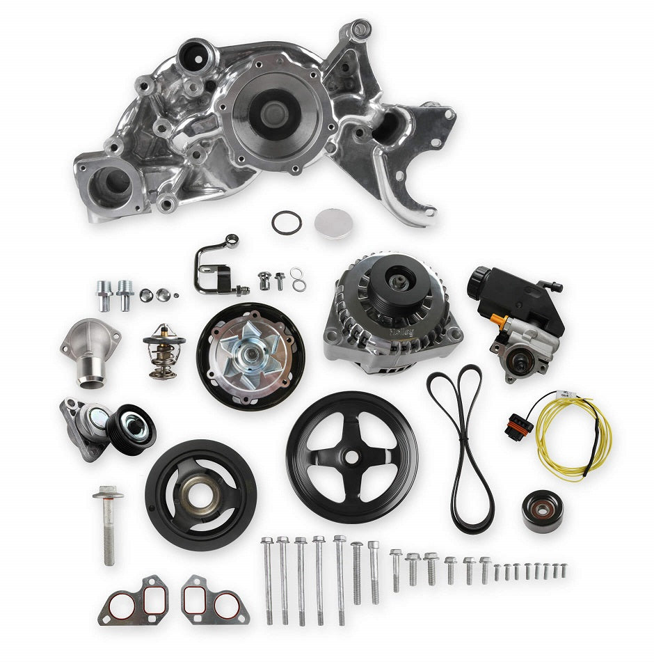 LS RACING FRONT ENGINE KIT,MID,ALTERNATOR,POWER STEERING,POLISHED