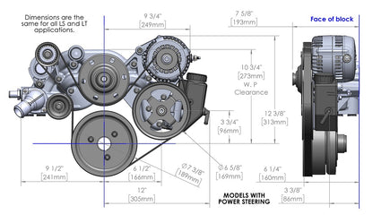 LS RACING FRONT ENGINE KIT,MID,ALTERNATOR,P/S