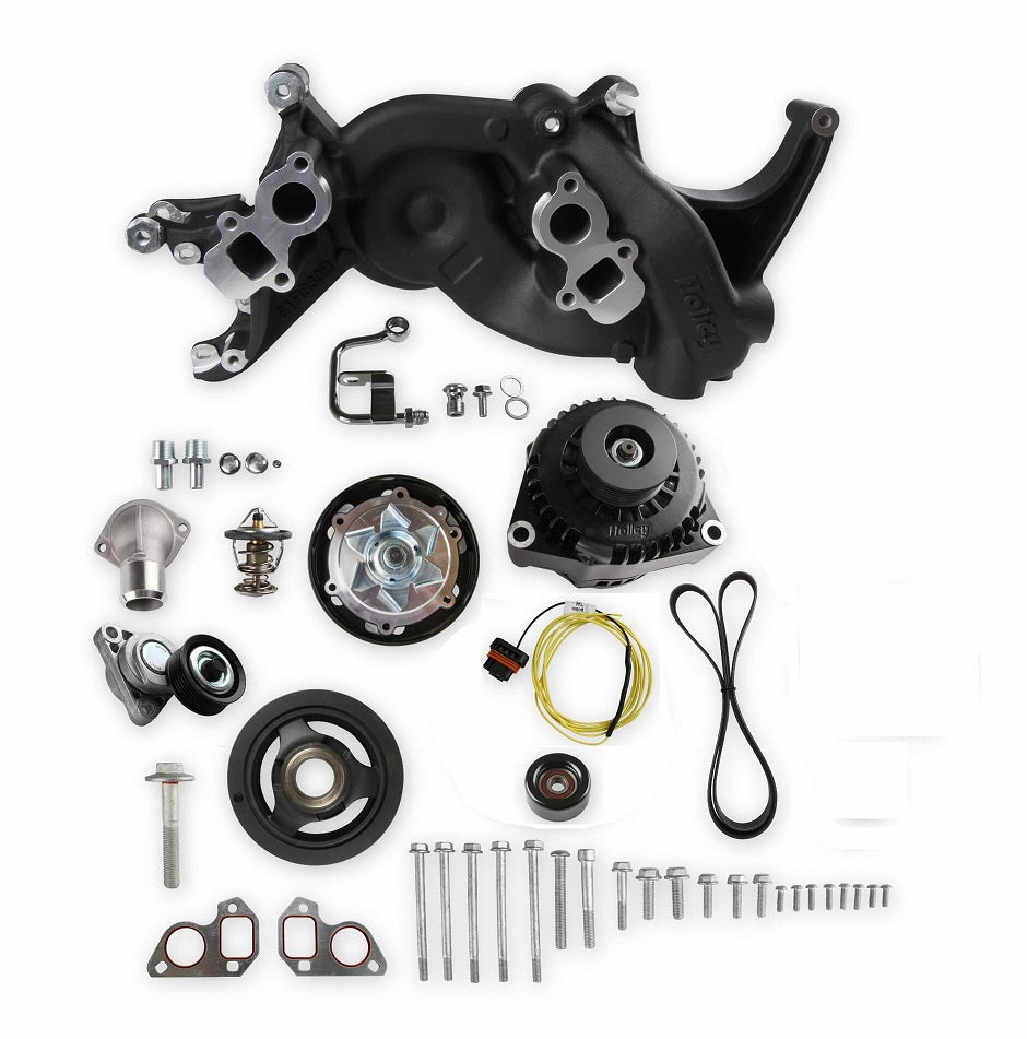 LS RACING FRONT ENGINE KIT,MID,ALTERNATOR,BLACK
