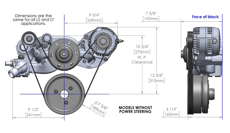 LS RACING FRONT ENGINE KIT,MID,ALTERNATOR,DAMP.