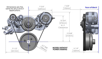 LS RACING FRONT ENGINE KIT,MID,ALTERNATOR,DAMP.