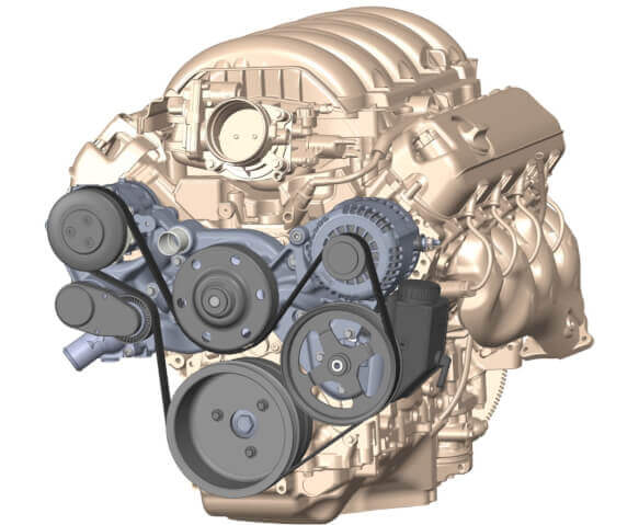 GEN-V LT,FRONT ENGINE KIT,MID,SFI,A/C,ALTERNATOR,POWER STEERING,BLACK