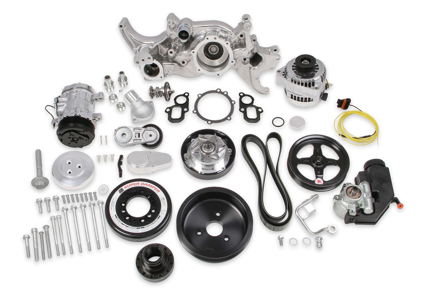 GEN-V LT,FRONT ENGINE KIT,MID,SFI,A/C,ALTERNATOR,POWER STEERING,POLISHED