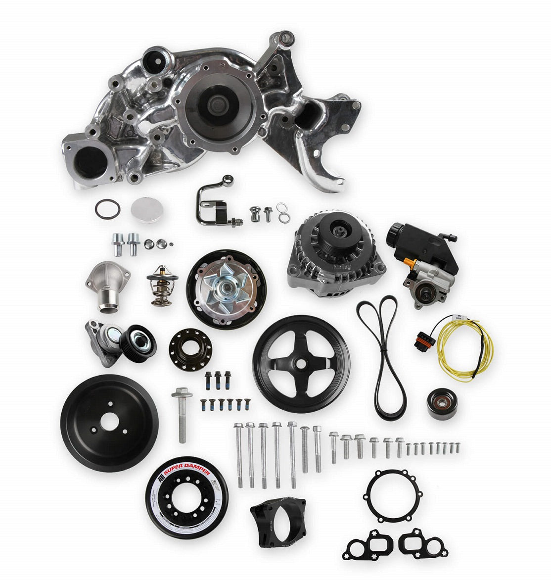 LT RACING FRONT ENGINE KIT,MID,ALTERNATOR,POWER STEERING,POLISHED