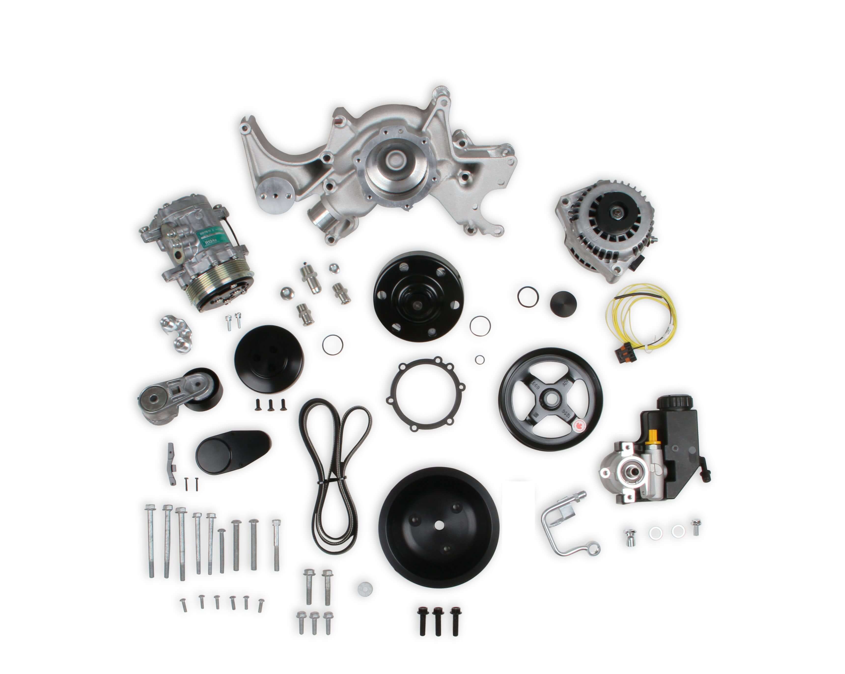SBC FRONT ENGINE KIT,MID-MOUNT,AC,ALTERNATOR,POWER STEERING