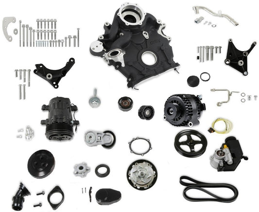 HIGH-MOUNT COMPLETE ACCESSORY DRIVE KIT,7.3L GODZILLA,BLACK