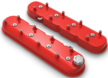 VALVE COVERS,ALUM,LS,TALL,COIL MOUNT POSTS,GLOSS RED