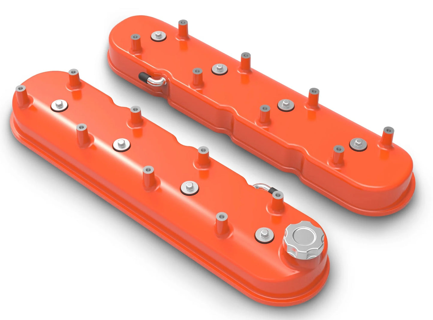 VALVE COVERS,ALUM,LS,TALL,COIL MOUNT POSTS,FACTORY ORANGE
