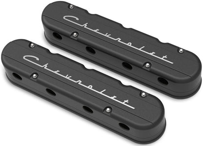 CHEVROLET SCRIPT VALVE COVER,2PC,GEN III/IV LS,BLACK