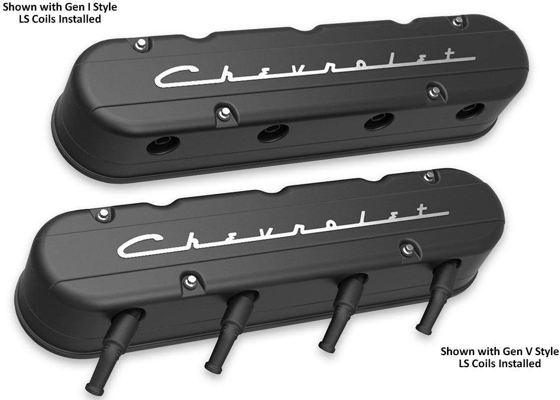 CHEVROLET SCRIPT VALVE COVER,2PC,GEN III/IV LS,BLACK