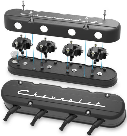 CHEVROLET SCRIPT VALVE COVER,2PC,GEN III/IV LS,BLACK