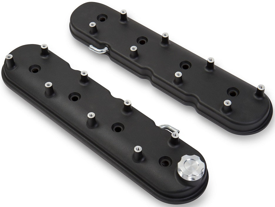 VALVE COVERS,ALUM,LS,STD HEIGHT,COIL MOUNT POSTS,SATIN BLACK