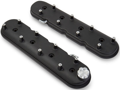 VALVE COVERS,ALUM,LS,STD HEIGHT,COIL MOUNT POSTS,SATIN BLACK
