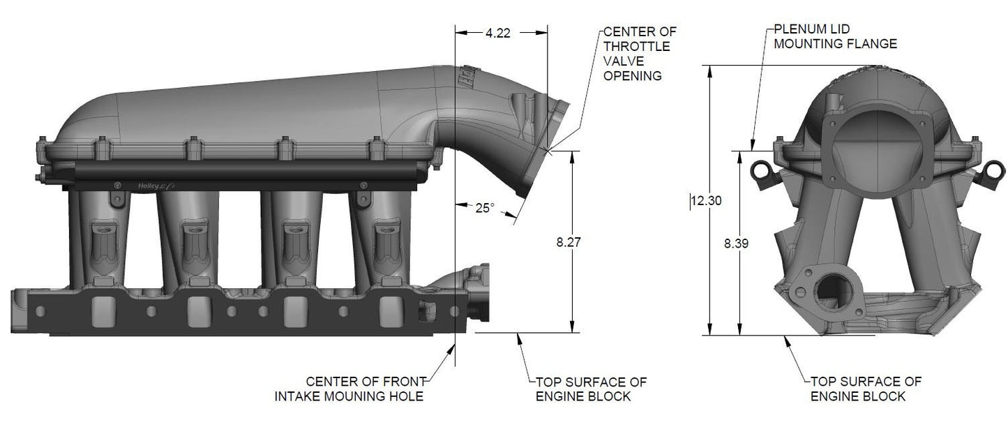 INTAKE MANIFOLD KIT,302W 8.2,HI-RAM,105MM,SATIN