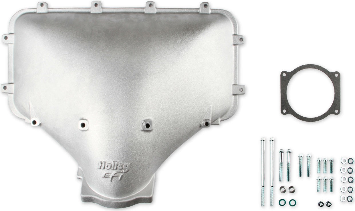 LID,CAST HI RAM SIDE ENTRY,SILVER,FORD 302-351W WITH GM 95MM THROTTLE