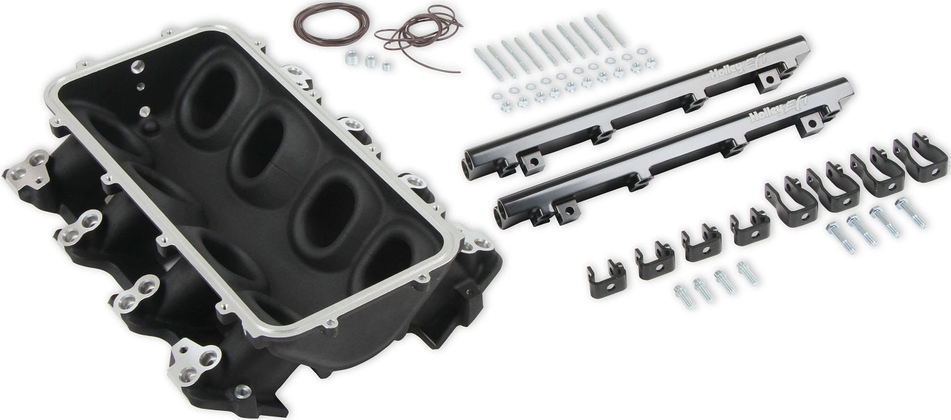 MANIFOLD BASE & RAILS,LS1/2/6,TF,DUAL FUEL INJECTOR,BLACK