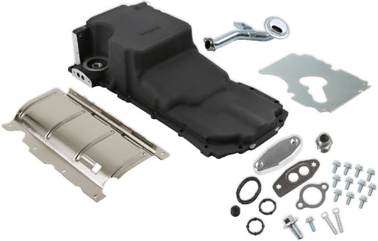 OIL PAN KIT,GM V LT RETROFIT,GM 64-92 & 73-98 C-10,W/RETURN,BLACK