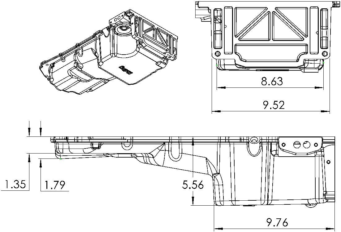 OIL PAN KIT,GM V LT RETROFIT,GM 64-92 & 73-98 C-10,W/RETURN,CAST