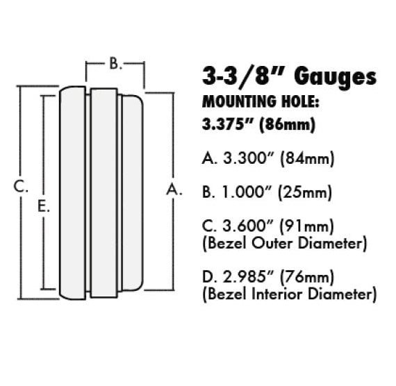 TACHOMETER,3 3/8,BLACK,8,000 RPM
