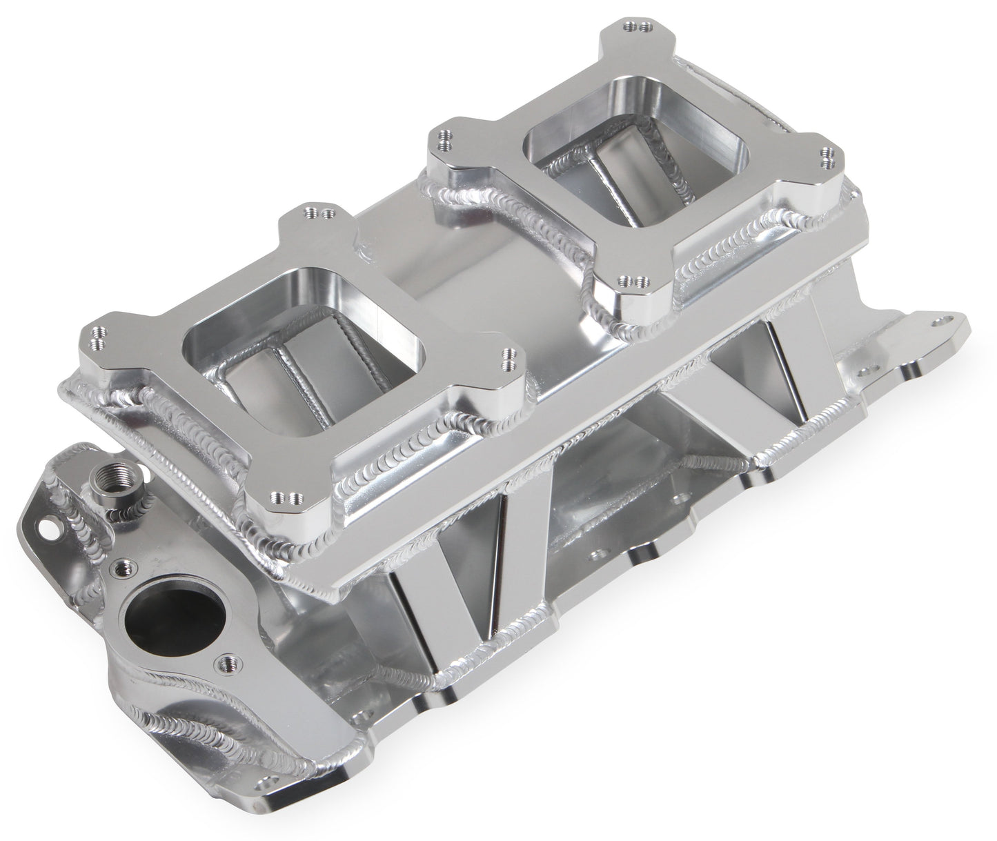 INTAKE MANIFOLD,SBC,4150 X 2,FAB,SILVER