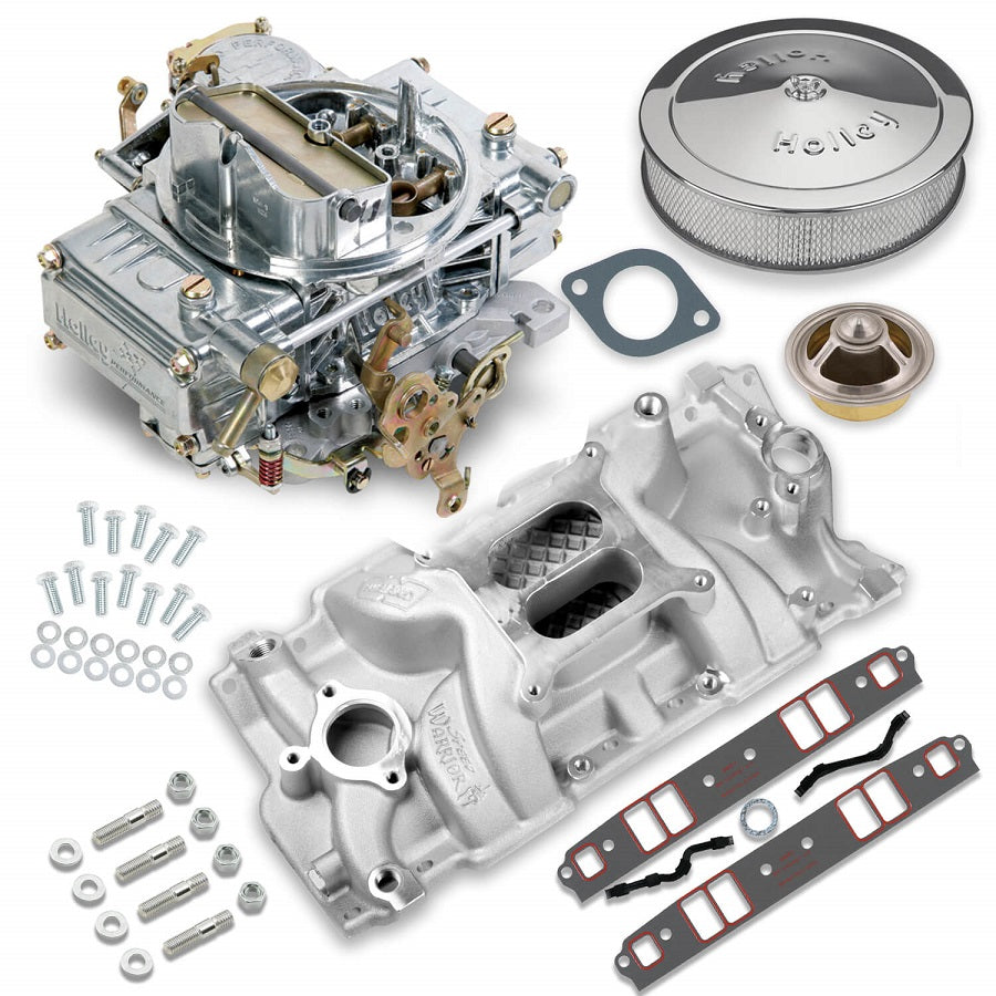 CARBURETOR & MANIFOLD KIT,600,SBC,HOLLEY STREET WARRIOR