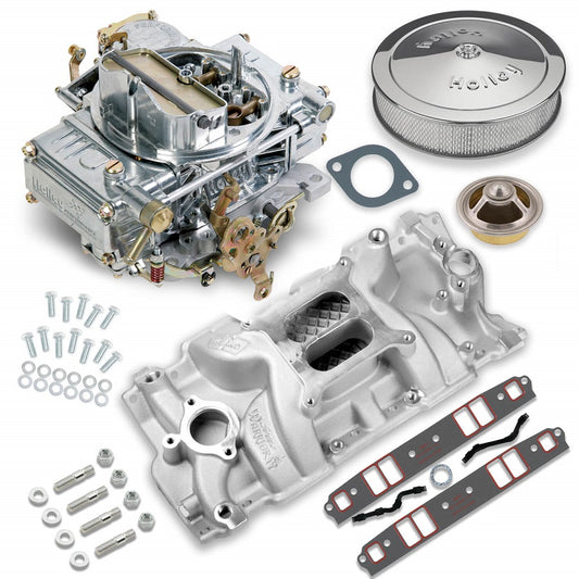 CARBURETOR & MANIFOLD KIT,600,SBC,HOLLEY STREET WARRIOR