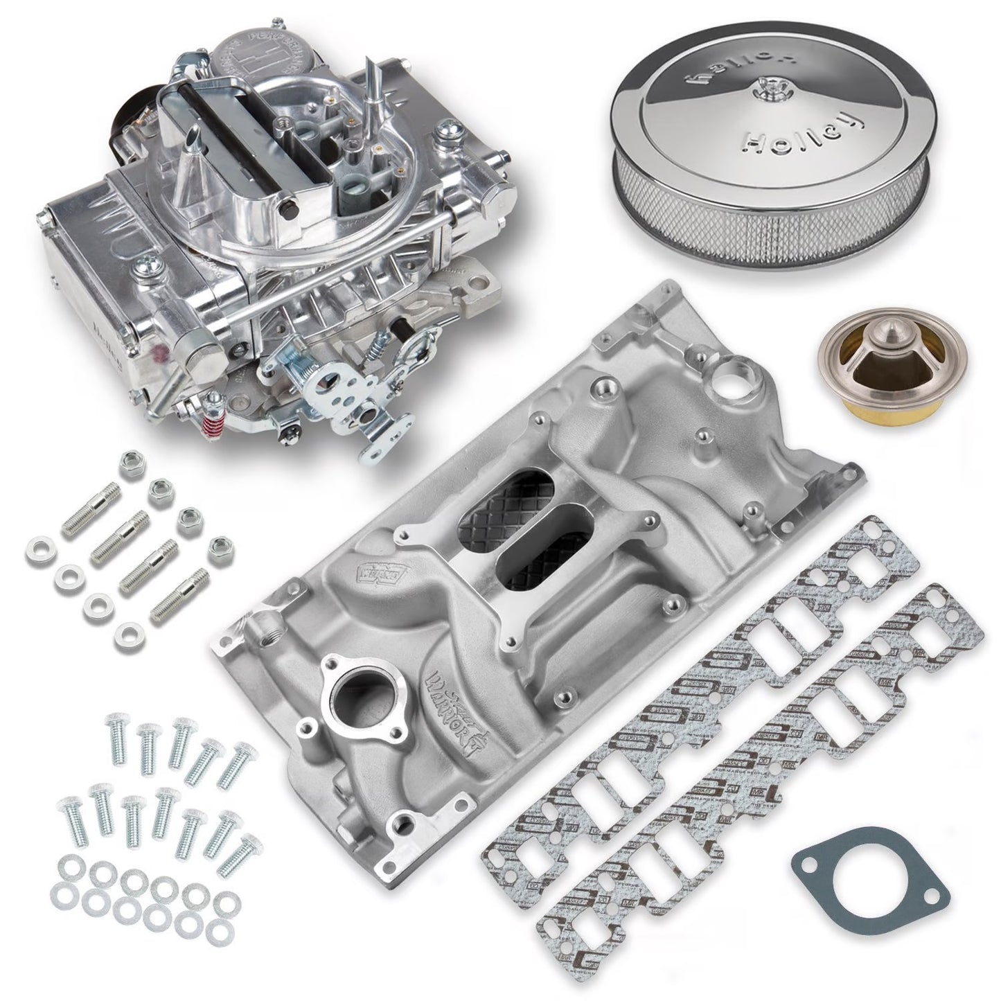 CARBURETOR & MANIFOLD KIT,600,SBC VORTEC,HOLLEY STREET WARRIOR