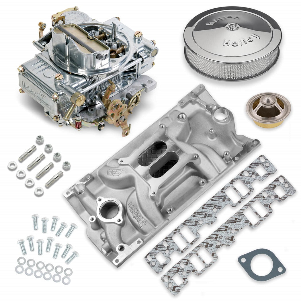 CARBURETOR & MANIFOLD KIT,600,SBC VORTEC,HOLLEY STREET WARRIOR