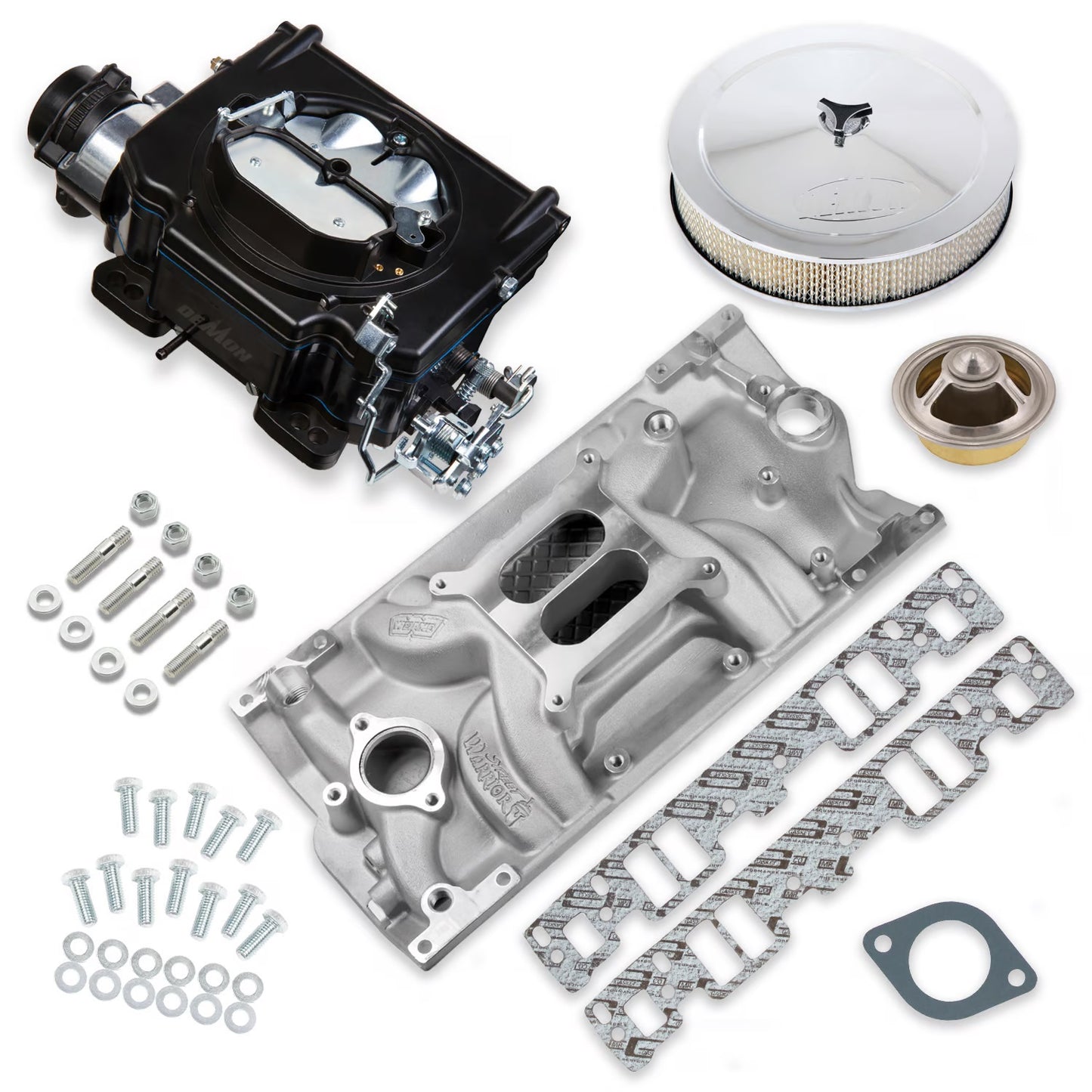 CARBURETOR & MANIFOLD KIT,750,SBC VORTEC,HOLLEY STREET DEMON,BLACK